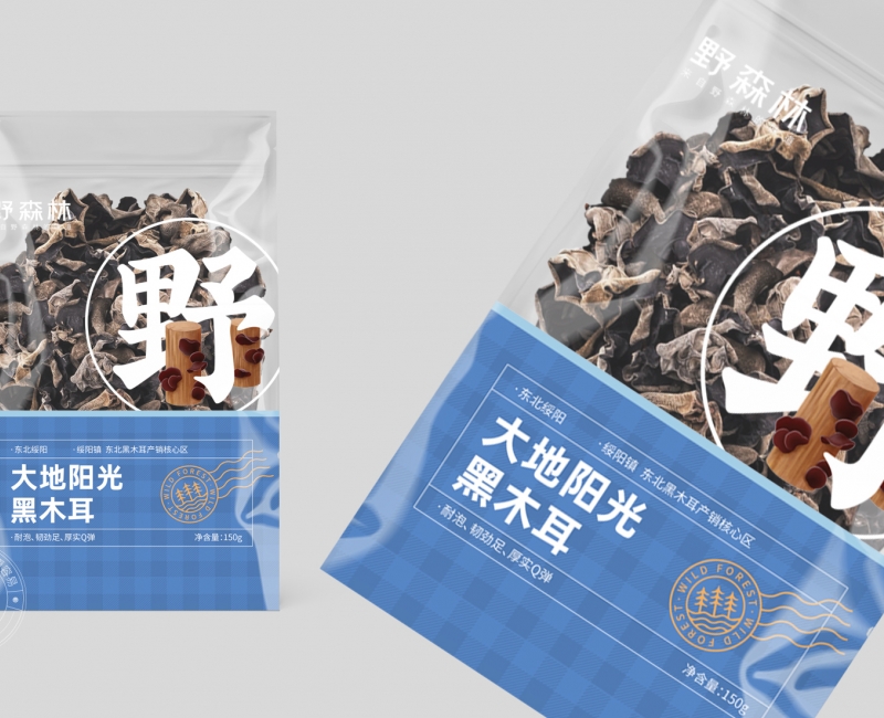 野森林大地陽光黑木耳包裝設(shè)計包裝設(shè)計案例 - 四喜設(shè)計作品